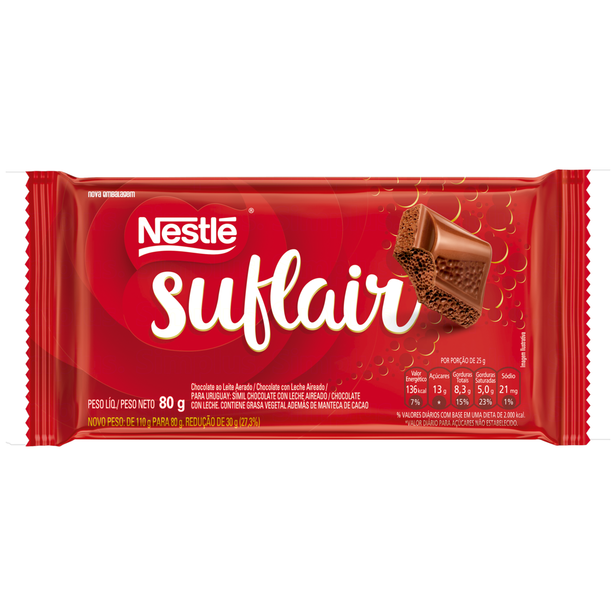 imagem de Chocolate SUFLAIR AO LEITE 80G