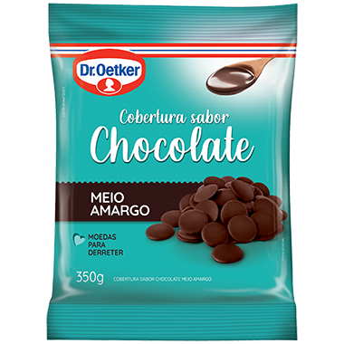 imagem de COBERTURA DR OETKER MOEDA CHOCOLATE MEIO AMARGO 350GR