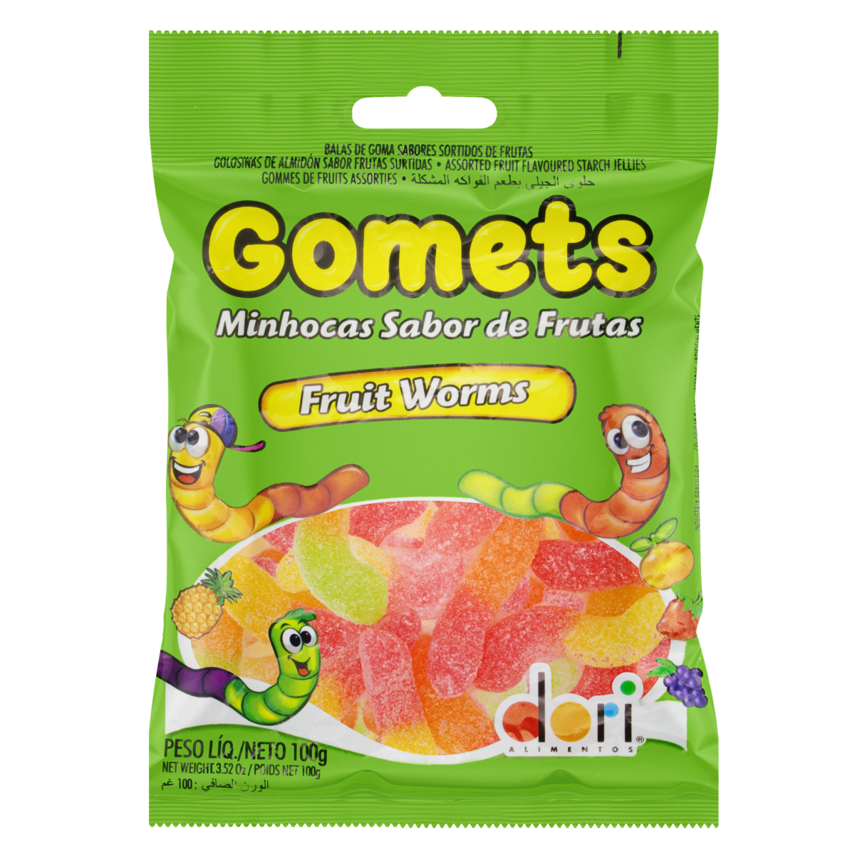 imagem de BALA DORI MINI GOMETS MINHOCAS FRUTAS 100GR