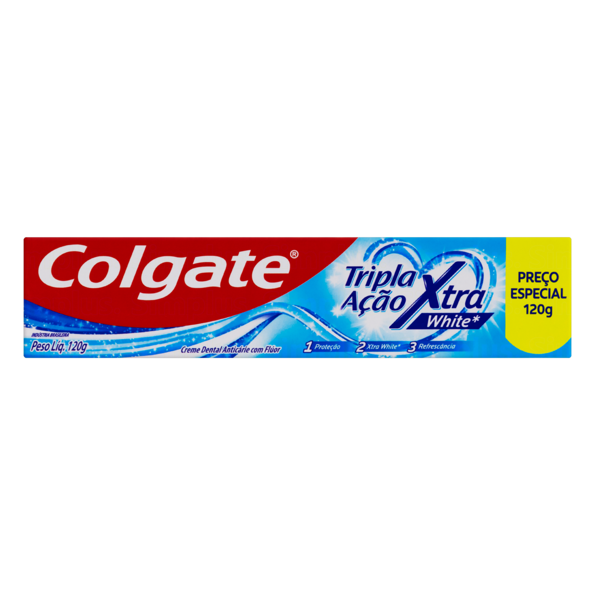 imagem de CREME DENTAL COLGATE TRIPLA ACAO XTRA WHITE 120GR