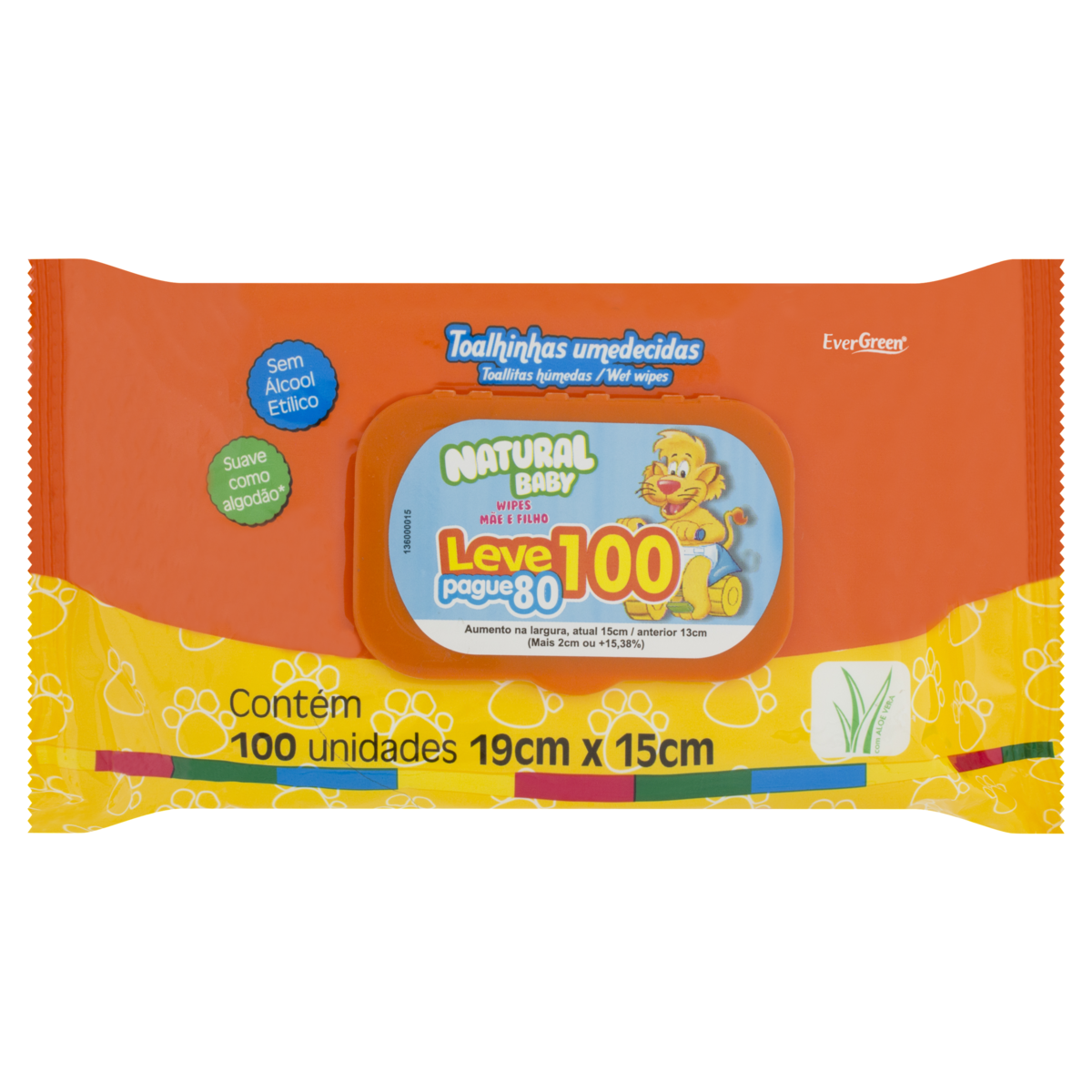 imagem de LENCOS UMED NATURAL BABY com 100 L100P80