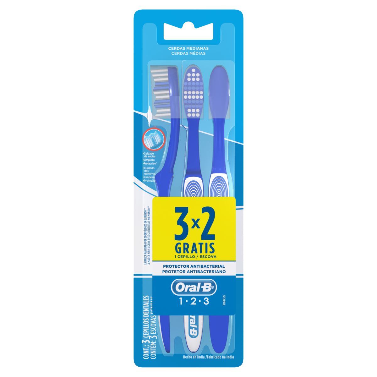 imagem de ESCOVA DENTAL ORAL B 123 LIMPEZA BRILHANTE MEDIA L3P2